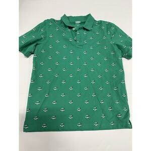 Lands' End Polo Shirt Green S All Over Print Casual Golf Cart Short Sleeve